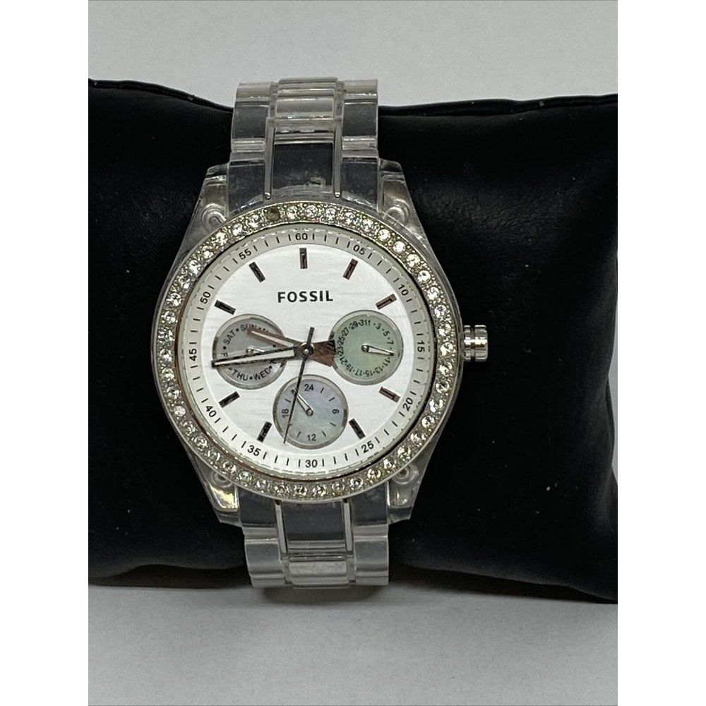Fossil ES2364 Women's Clear Resin Analog White Dia